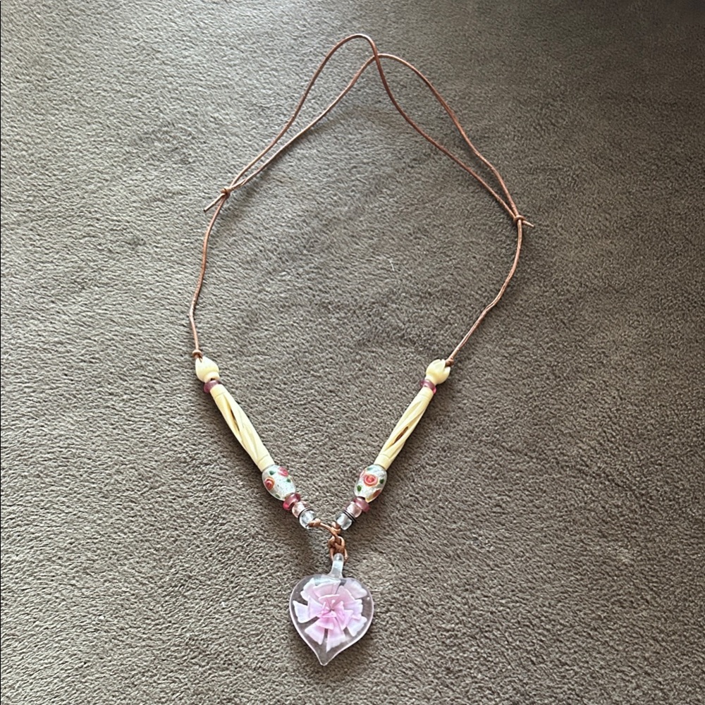 Pink Floral Pendant Necklace